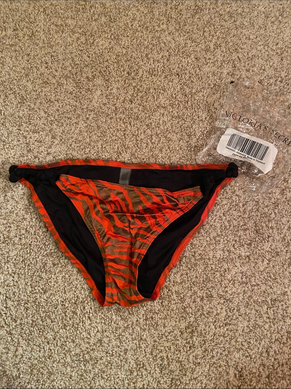 Victoria's Secret Orange and Black Zebra Print Bikini Bottoms